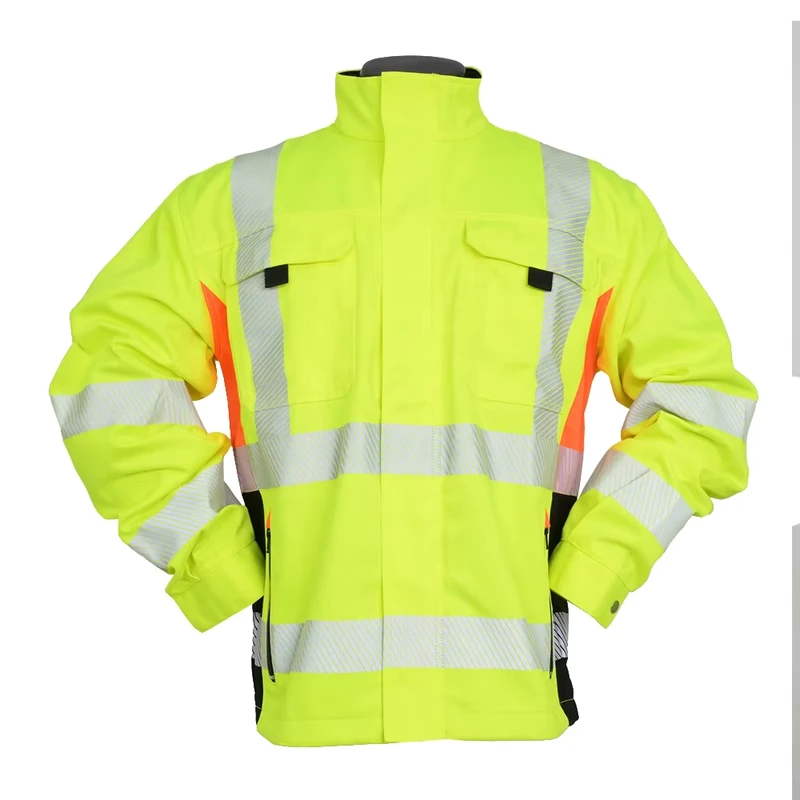 Anti Static Hi Vis Work Jacket for Men with Reflective Straps and Pockets EN20471 Standard