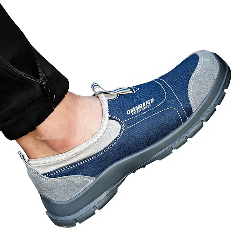 Anti-Static Men's Canvas Mesh Safety Shoes Puncture-Resistant Summer Breathable Lightweight Shoes