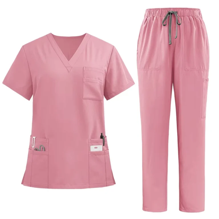 Anti-Wrinkle-Breathable-Unisex-Medical-Nurse-Scrub-Set-Tops-and-Pants
