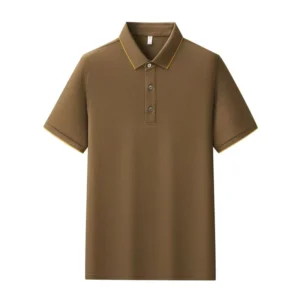 Anti Wrinkle Knitted Print Cotton Men’s Golf Sport Shirt with Custom Logo Embroidery Short Sleeve