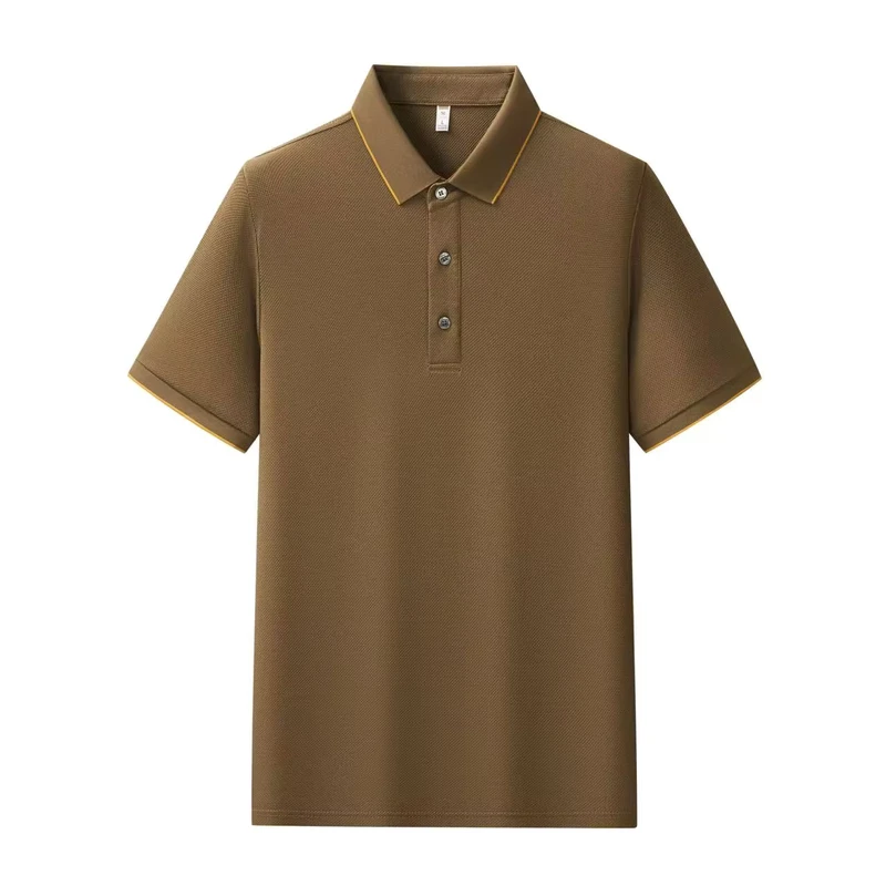 Anti Wrinkle Knitted Print Cotton Men's Golf Sport Shirt with Custom Logo Embroidery Short Sleeve