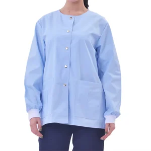 Anti Wrinkle Snap Button Rib Knit Cuff Loose Fit Nurse Scrub Jacket for Women Hospital Use