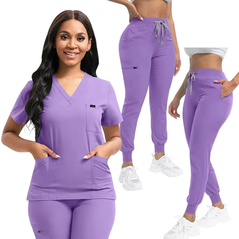 Anti-Wrinkle Soft Fabric Women's Nursing Scrub Uniform Washable Hospital Doctor Scrub Suit