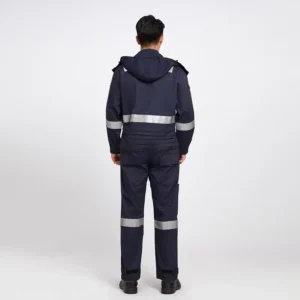 Anti-flame Anti-static Hooded Jumpsuit Reflective Strips for Shipyard Steelmaking Workers Electric Welding Protective Clothes
