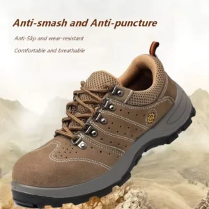 Anti smash Anti puncture Suede Safety Work Shoes Anti Slip PU Outsole Lightweight Soft Breathable Industrial Work Footwear
