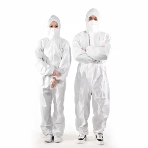 Anti static Waterproof Nonwoven Disposable Protective Coverall with Hood Chemical Resistant Full Body Protection CE Certified