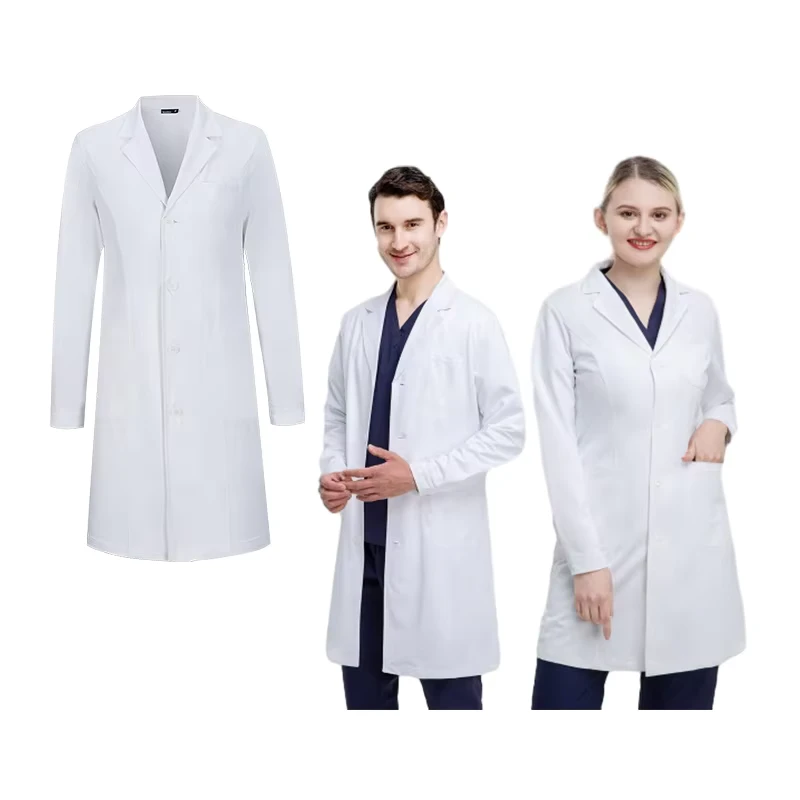 Antistatic Polyester Conductive-Yarn Fabric Medical Scrubs Dental Uniforms White Lab Coats