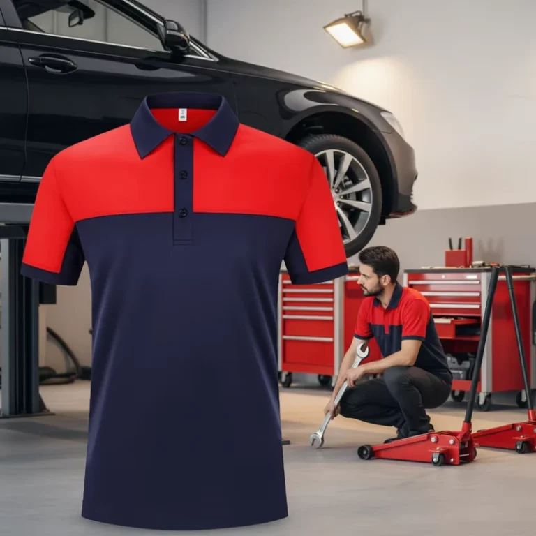 Automotive-repair-Work-Shirt-Comfortable-Breathable-Quick-Dry-Soft-Anti-Wrinkle-Short-sleeved-Stand-up-Collar-Unisex