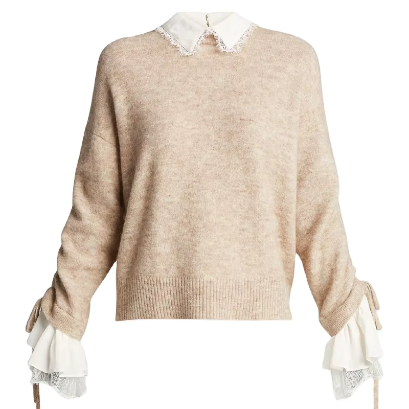 Autumn Solid Color Wool Thick Crew Neck Sweater