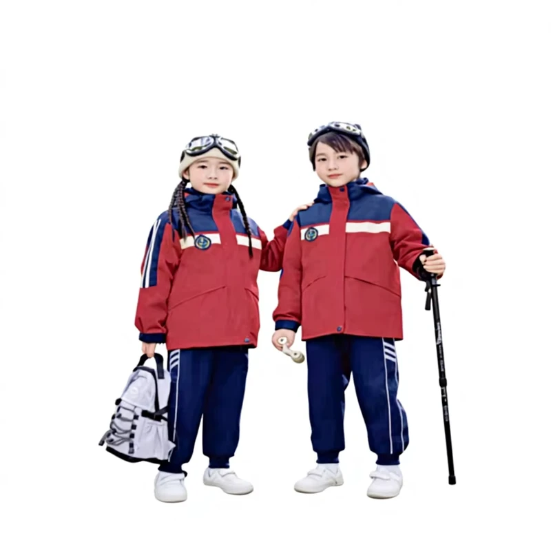Autumn Winter Children's Unisex Jacket Detachable Two Piece Set Windproof Fleece Lined School Uniform Viscose Material Schools