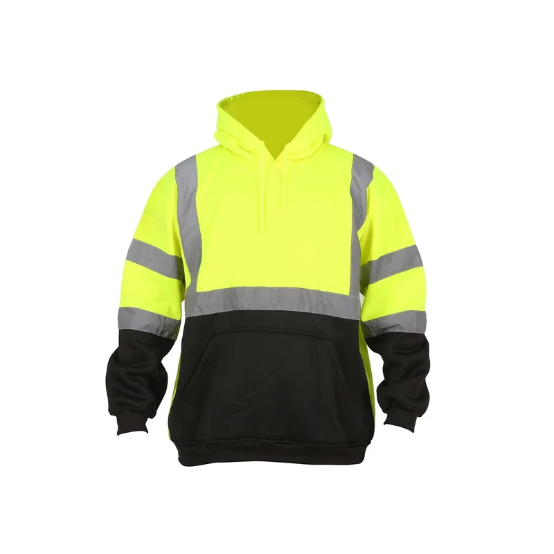 Autumn Winter LED Flash Sweatshirt Warm Windproof Hood Hi Vis Reflective Safety Clothing Night Riding Traffic Duty