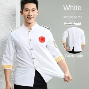 Autumn Winter Men’s Executive Chef Uniform, Plus Size, Long-Sleeve Cotton