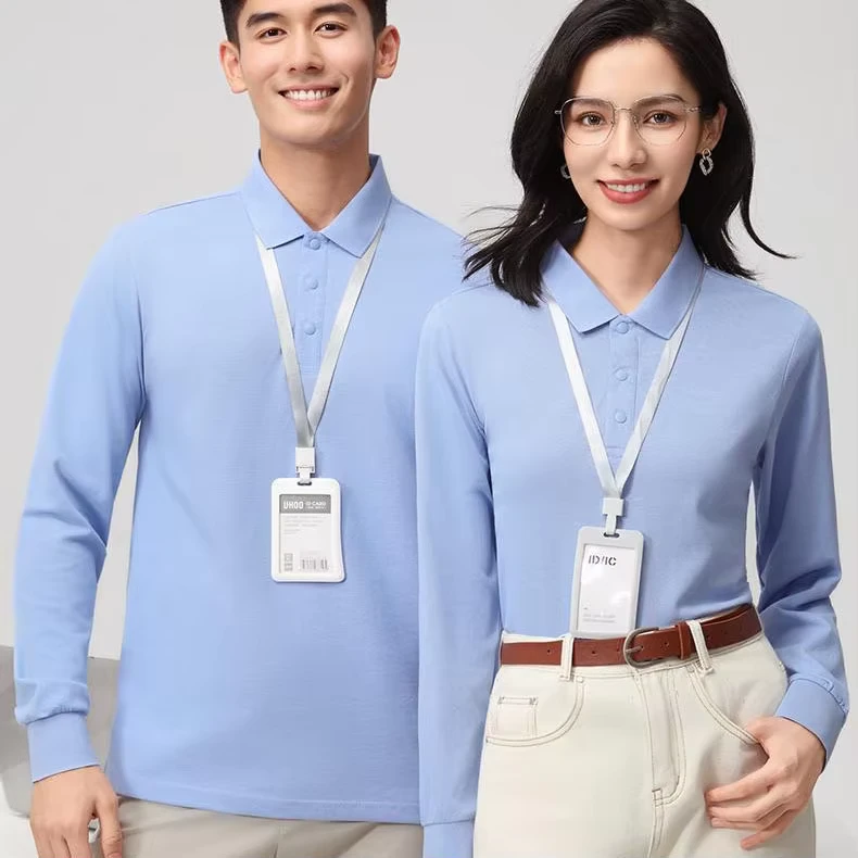 Autumn Winter Men's for Polo Shirt Long Sleeve Enterprise Work Clothes New POLO Shirt Fixed Printing Culture Advertising T shirt