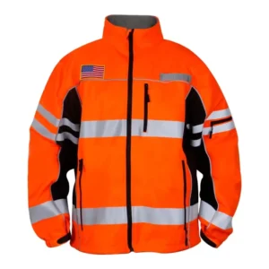 Autumn Winter Reflective Canvas Jacket Building Construction Hi Vis Coat Waterproof Anti-wind Stand Collar Workwear