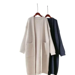 Autumn Women’s Thick Knitted Cardigan Sweater, Factory Long-Sleeved Loose Large Size Casual Long Basic Sweater
