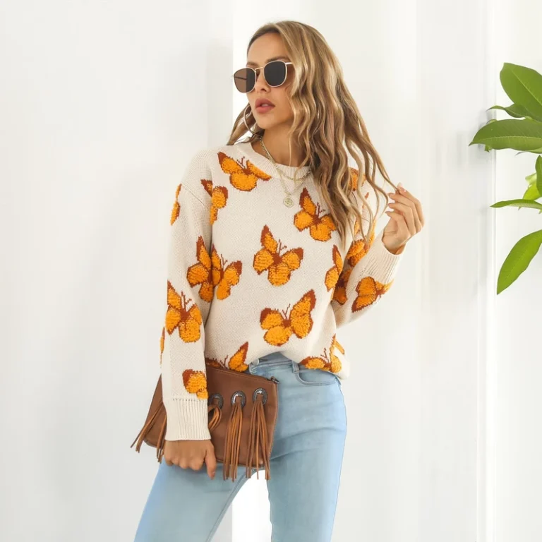Autumn-and-Winter-Casual-3D-Jacquard-O-Neck-Color-Block-Knitted-Front-Logo-Loose-Fit-Pullover-Sweater-for-Women
