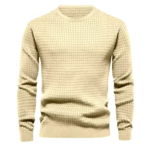 Autumn and Winter Men’s Knitwear Thin Small Checkered Loose European and American Crew neck Casual Long sleeved Sweater