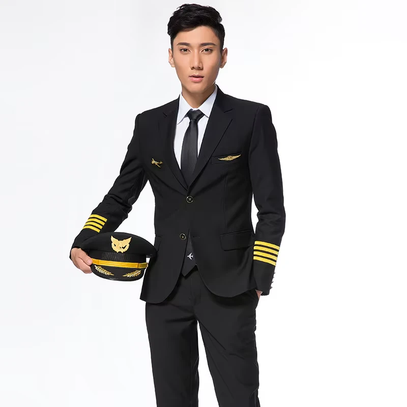 Aviation Uniform Suit Captain Uniform Male air pilot Uniform Annual Performance Slim fitting Suit Coat