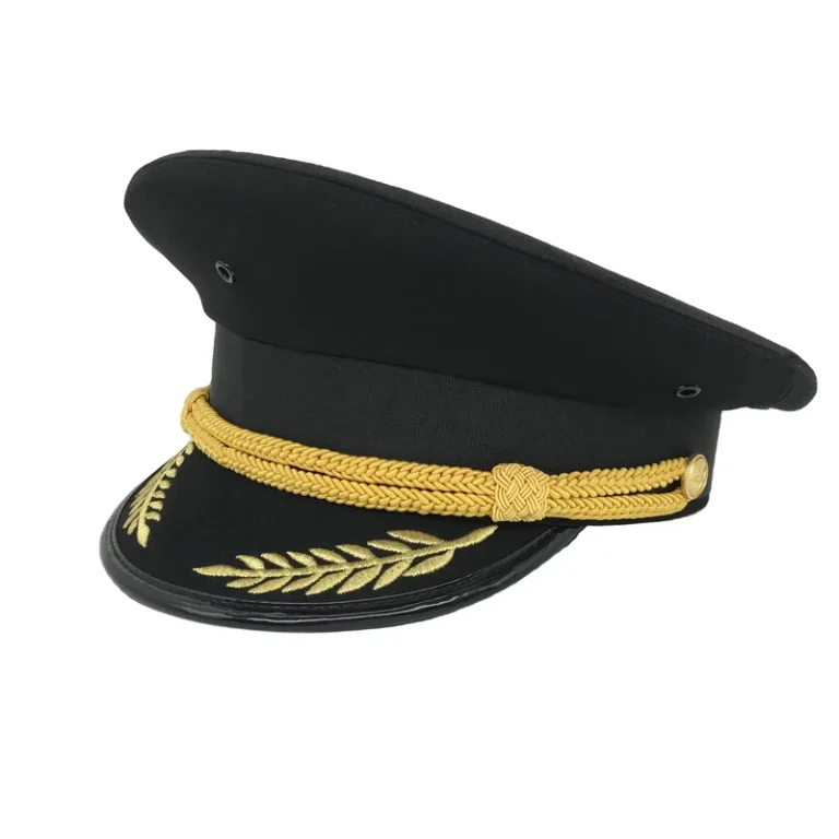 Aviator-Hat-Customized-Pilot-Cap-High-Quality-Airline-Captain-Cap-Uniform-Peaked-Hat-With-Golden-Leaf-Embroidery