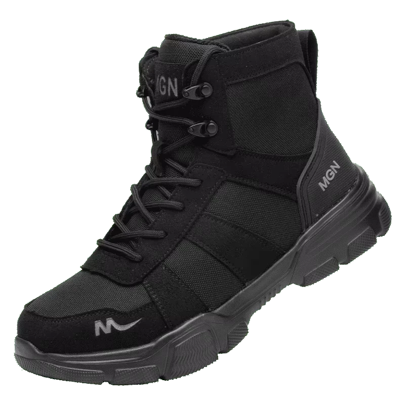 BT211 Factory Breathable High-Cut Canvas Leather Lightweight Steel Toe Winter Outdoor Safety Boots Hiking Black EVA