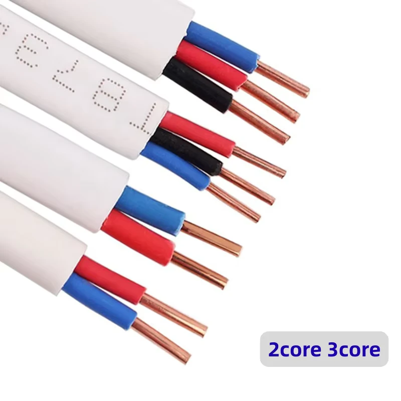 BVVB Flat Electrical Cable, 2-Core/3-Core, 2 x 2.5 mm, PVC Insulated, Pure Copper, for House Wiring