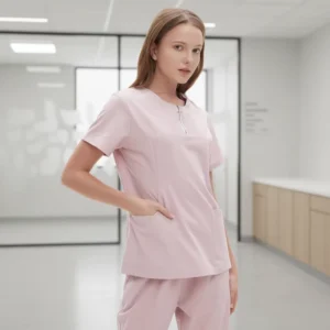 Baiyi Angel Custom Unisex XL Nursing Scrub Sets Polyester Spandex Moisture Wicking Hand Drawn Printing Woven Hospital Use