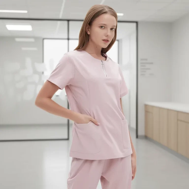 Baiyi-Angel-Custom-Unisex-XL-Nursing-Scrub-Sets-Polyester-Spandex-Moisture-Wicking-Hand-Drawn-Printing-Woven-Hospital-Use
