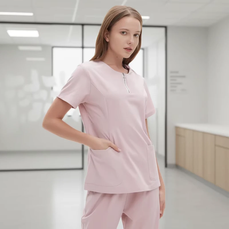 Baiyi Angel Custom Unisex XL Nursing Scrub Sets Polyester Spandex Moisture Wicking Hand Drawn Printing Woven Hospital Use
