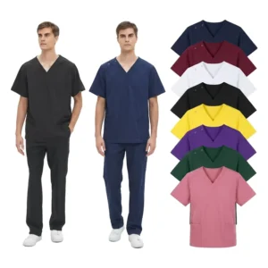 Baiyi Angel OEM Nurse Scrub Dress Sets Spandex Polyester Woven Fabric Unisex Hospital Clinic Uniform Anti Wrinkle 7 Day Sample