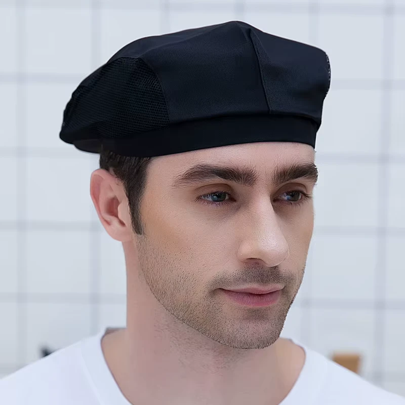 Beret-Style Chef Hat with Chili Pepper Design
