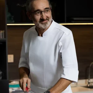 Best Men CE Certified Embossed Printing Antifouling Decontamination Cotton Spandex Lining Customizable Restaurant Chef Uniform