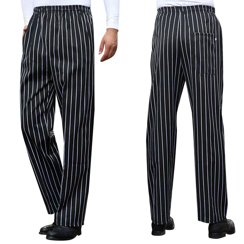 Black Chef Pants for Men Hotel Bar Kitchen Cooking Work Uniform