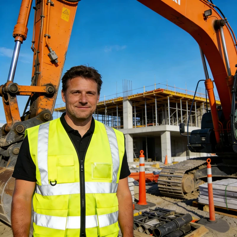 Black Construction Work Vest, Hi-Vis Reflective, Volunteer Service Uniform