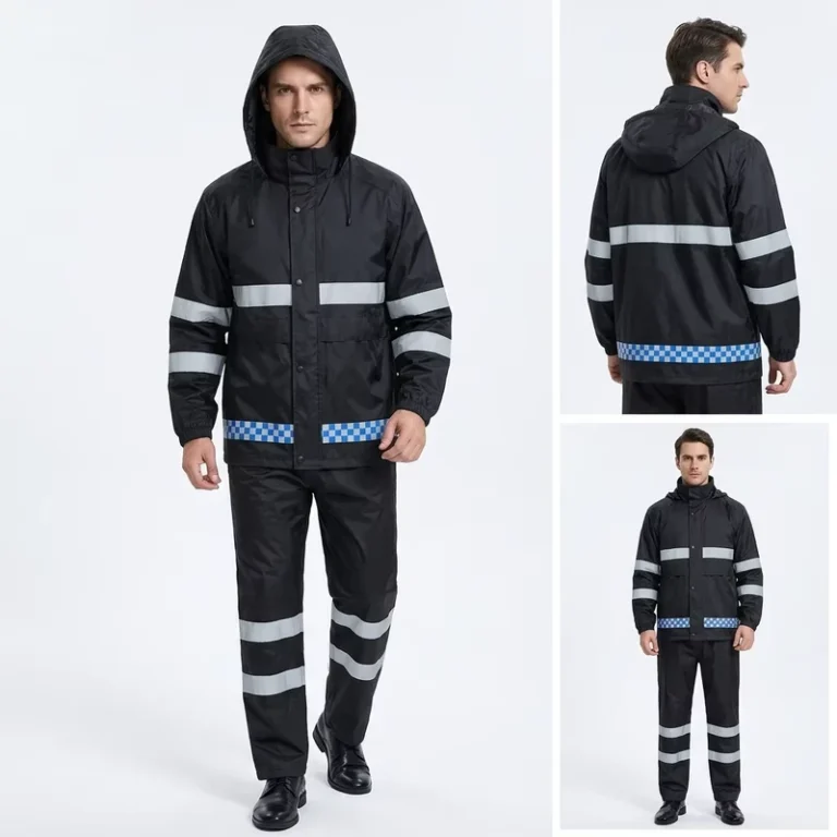 Black-Eco-Friendly-Oxford-Cloth-Rain-Suit-Thick-Durable-Waterproof-Raincoat-Pants-with-Reflective-Safety-Features