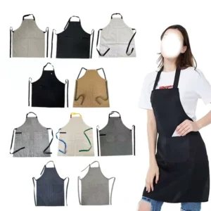 Black Kitchen Apron for Restaurant, Bar, or Nail Salon Uniform