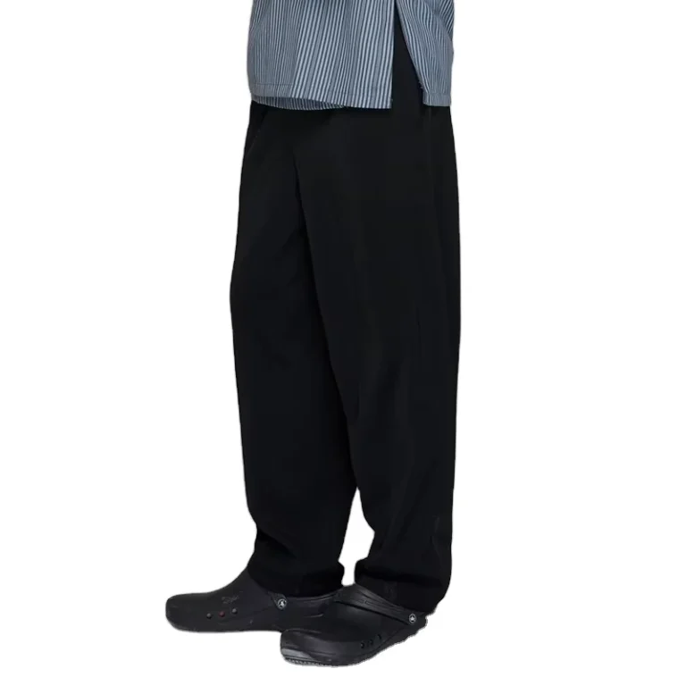 Black-Kitchen-Elastic-Drawstring-Pants-Restaurant-Chef-Uniform