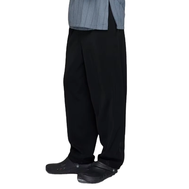 Black Kitchen Elastic Drawstring Pants Restaurant Chef Uniform