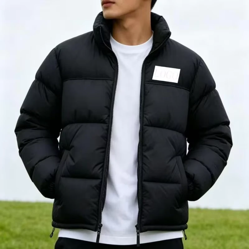 Black Men's Puffer Face Winter Puffer Jackets With Logo