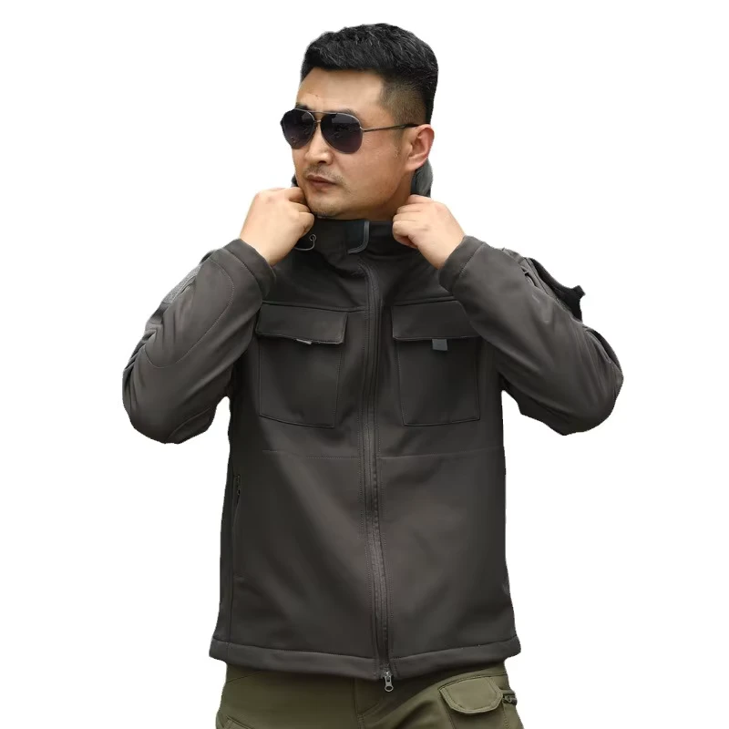 Black Multi-Pocket Wear-Resistant Waterproof Warm Camouflage Work Jacket