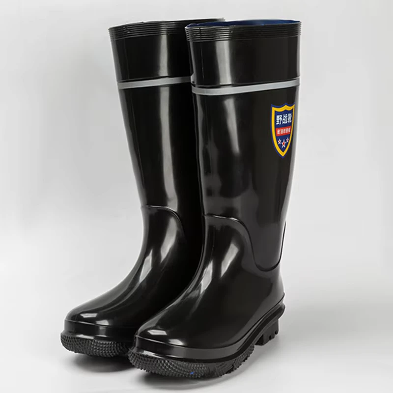 Black Ox-Tendon Sole Work Shoes Breathable Warm Waterproof Anti-Slip Chemical-Resistant Composite-Toe Winter Rain Shoes