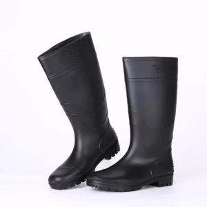 Black PVC Industrial Rain Boots for Work and Construction