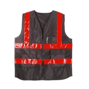 Black Reflective Safety Vest with Multi Pockets and 2.5 Inch Reflective Tape