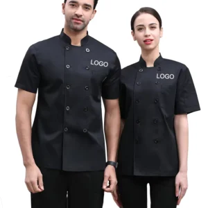 Black Short-Sleeve Mesh Chef Jacket for Asian Restaurants