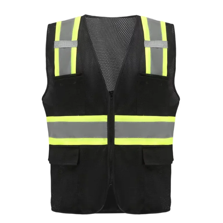 Black-and-Yellow-Reflective-Mesh-Security-Safety-Vest-with-Pockets