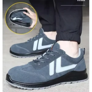Blue Cowhide Suede Leather Casual Durable Work Safety Footwear with Reflector Factory Use Work Shoes for Men and Women