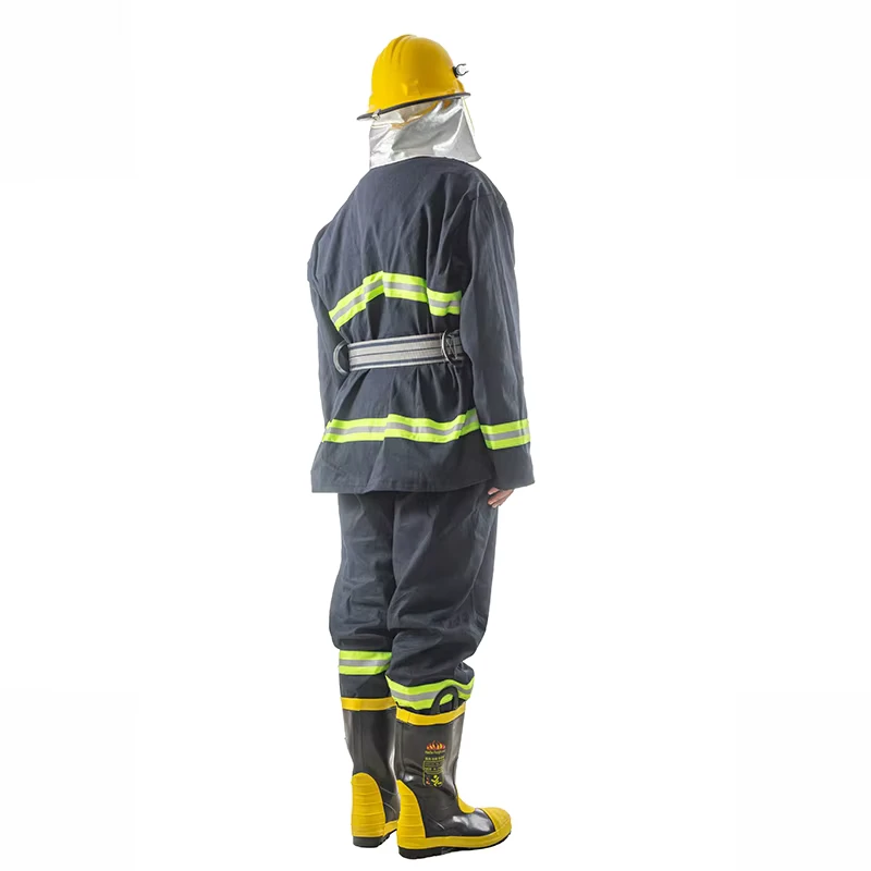 Blue Green Reflective Firefighting Suit Multi Layer Flame Resistant Uniform for Industrial Safety