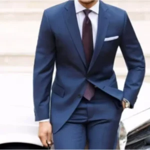 Blue Men Suits Notched Lapel Two Button Wedding Tuxedos Slim Fit Formal Three Pieces Blazer for Men Sets (Jacket+Pants)