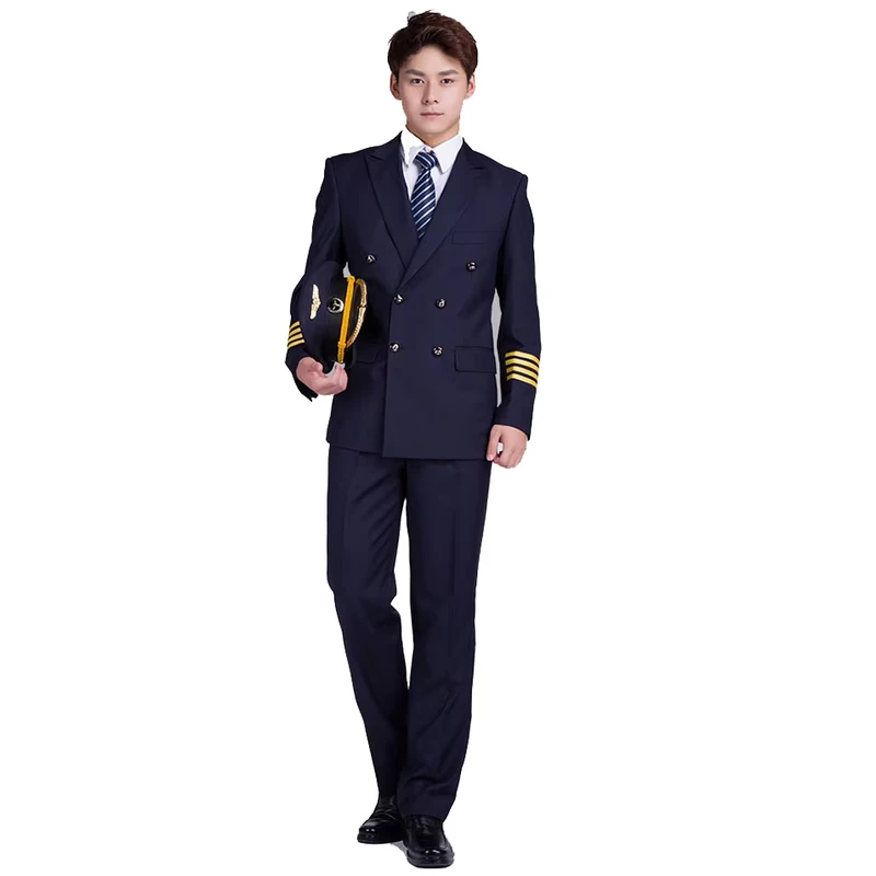 Blue Men's Airline Pilot Captain Uniform