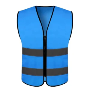 Blue Men’s Industrial and Construction Hi-Vis Reflective Safety Vest Without Pockets