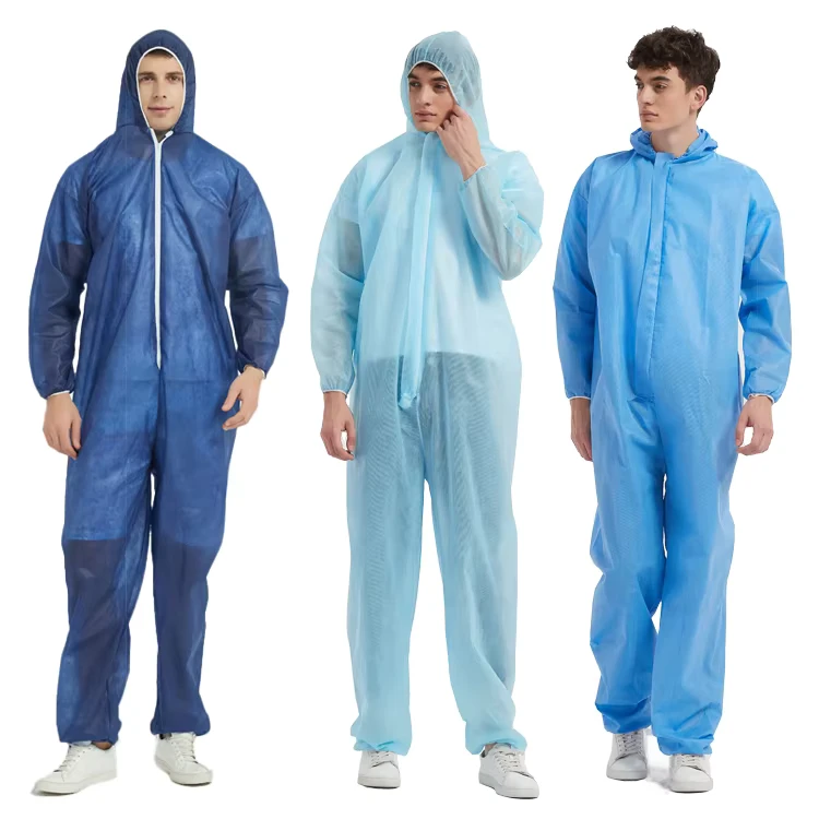 Blue-PPPE-Breathable-Film-Hooded-Disposable-Protective-Coverall-Waterproof-Breathable-Laboratory-Cleanroom-Safety